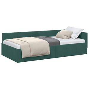 vidaXL Eckbettgestell mit Kopfteil Dunkelgr&uuml;n 80 cm x 200 cm Samt