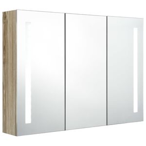 vidaXL LED-Bad-Spiegelschrank 89x14x62 cm Eichen-Optik
