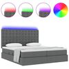 vidaXL Bett mit LED-Lichtleisten Dunkelgrau 180 x 200 cm Stoff
