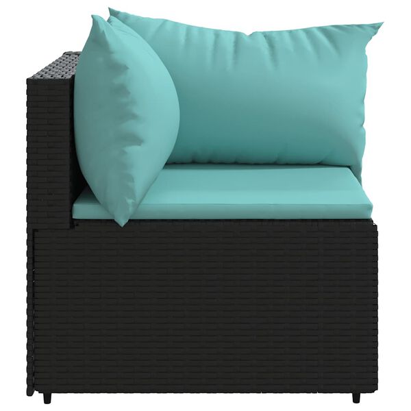 vidaXL Garten-Ecksofa mit Kissen Schwarz Poly Rattan