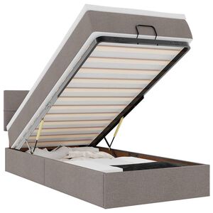 vidaXL Ottoman-Bett mit Matratze Taupe 90x200 cm Stoff