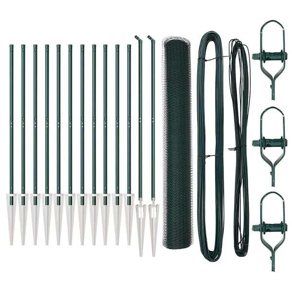 vidaXL Zaunpfosten Gr&uuml;n 25 x 1,2 m (25 mm Maschen) Stahl