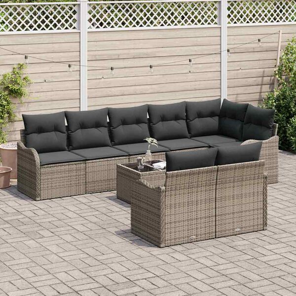 vidaXL Gartensofa-set 9 pcs Grau Poly-Rattan