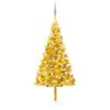vidaXL K&uuml;nstlicher Weihnachtsbaum Beleuchtung & Kugeln Gold 180 cm PET
