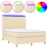 vidaXL Boxspringbett mit Matratze & LED Creme 140x190 cm Stoff