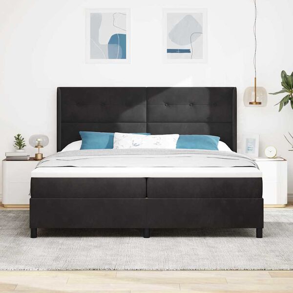 vidaXL Boxspringbett mit Matratze mit LED Schwarz 200 x 200 cm Samt