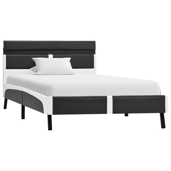 vidaXL Bettgestell mit LED Grau Kunstleder 90&times;200 cm