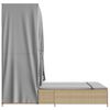 vidaXL Doppel-Sonnenliege mit Dach und Vorhängen Beige Poly Rattan