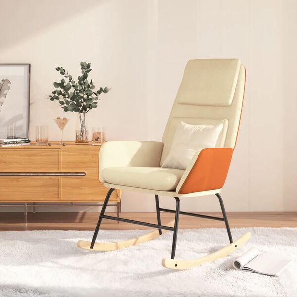 vidaXL Schaukelstuhl Creme Stoff