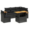 vidaXL 6-tlg. Garten-Sofagarnitur mit Kissen Schwarz Poly Rattan