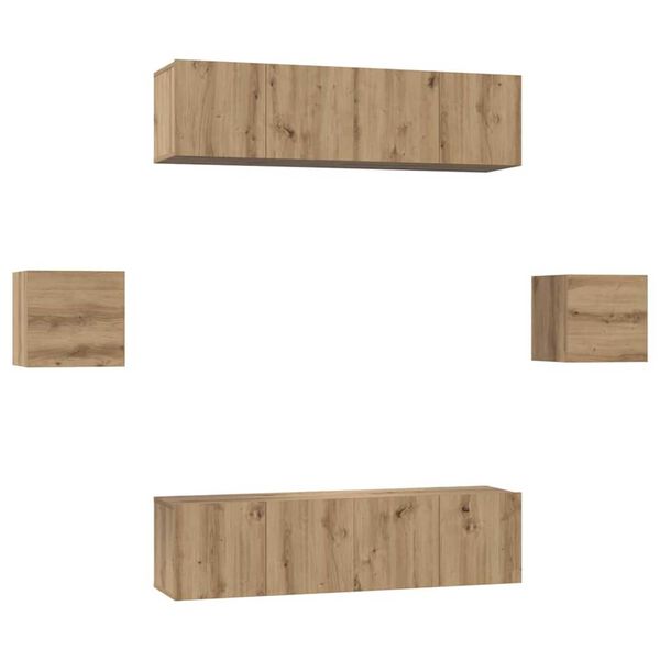 vidaXL TV-Schrankset Wandmontiert 6 pcs Artisan-Eiche Holzwerkstoff