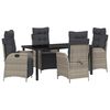 vidaXL Garten Essgruppe mit Kissen 5 pcs Hellgrau Poly-Rattan