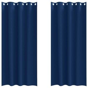 vidaXL Verdunkelungs-Vorh&auml;nge mit Ringen 2 stk. Dunkelblau Polyester