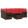 vidaXL 7-teiliges Gartensofa-Set mit Kissen, braun, Polyrattan