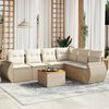 vidaXL 7-tlg. Garten-Sofagarnitur mit Kissen Beige Poly Rattan