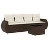 vidaXL 5-tlg. Garten-Sofagarnitur mit Kissen Braun Poly Rattan