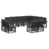vidaXL Outdoor-Sofagarnitur 12 pcs Schwarz und Dunkelgrau Polyester