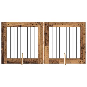 vidaXL Hundetor mit St&auml;ndern 2 pcs Altholz 80 x 80 cm Holzwerkstoff