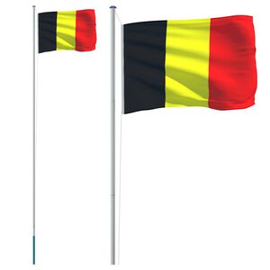 vidaXL Belgische Flagge mit Mast 6,08 m Aluminium