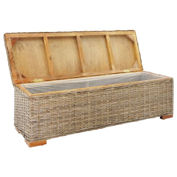 vidaXL Truhe 110 cm Natur Kubu Rattan & Massivholz Mahagoni