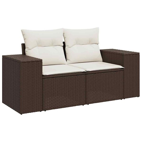 vidaXL 6-tlg. Garten-Sofagarnitur mit Kissen Braun Poly Rattan