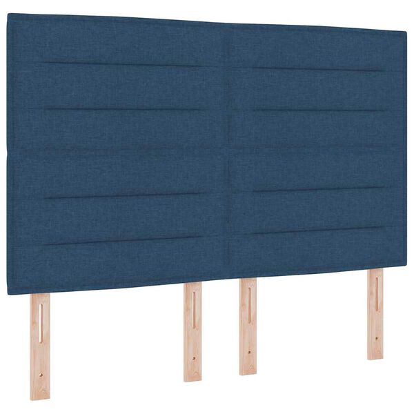 vidaXL Boxspringbett mit Matratze Dunkelgrau 90x190 cm Blau Stoff