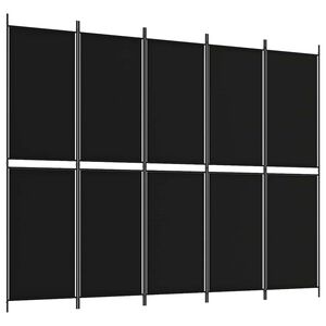 vidaXL 5-tlg. Paravent Schwarz 250x200 cm Stoff