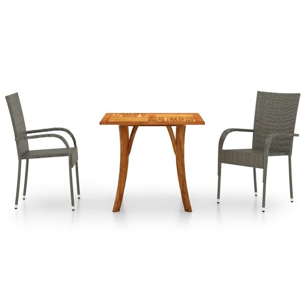 vidaXL 3-tlg. Garten-Essgruppe Grau