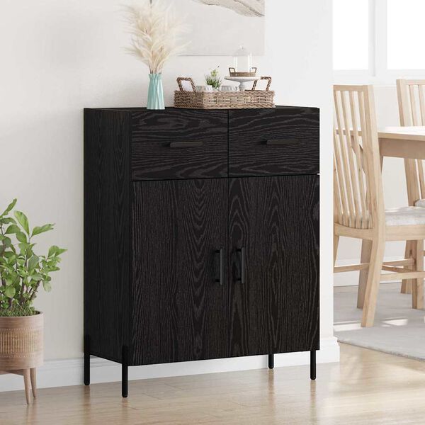 vidaXL Sideboard Schwarz Eichen-Optik 69,5 x 34 x 90 cm Holzwerkstoff