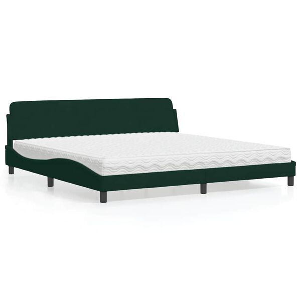 vidaXL Bett mit Matratze "Dover" Dunkelgr&uuml;n 200x200 cm Samt