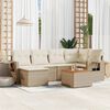 vidaXL 7-tlg. Garten-Sofagarnitur mit Kissen Beige Poly Rattan
