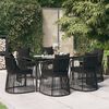 vidaXL 7-tlg. Garten-Essgruppe mit Kissen Schwarz PVC-Rattan