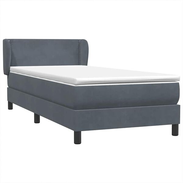 vidaXL Boxspringbett mit Matratze Dunkelgrau 100x210 cm Samt