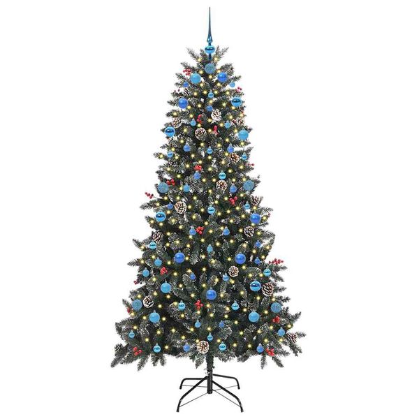 vidaXL K&uuml;nstlicher Weihnachtsbaum Gr&uuml;n 210 cm PVC, Plastik und Stahl