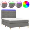 vidaXL Boxspringbett mit Matratze & LED Dunkelgrau 140x190 cm Stoff