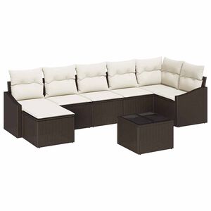 vidaXL Garten-Sofa-Set mit Kissen 8 pcs Braun und Creme Poly-Rattan