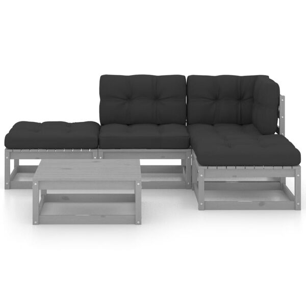 vidaXL 5-tlg. Garten-Lounge-Set mit Kissen Kiefer Massivholz