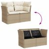 vidaXL Gartensofa mit Kissen 2-Sitzer Beige Poly Rattan
