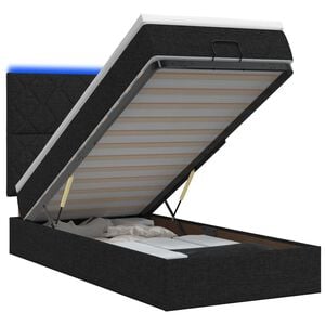 vidaXL Ottoman-Bett mit Matratze und LED Schwarz 80 x 200 cm Stoff