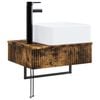vidaXL Wandmontiertes Waschbecken Ger&auml;ucherte Eiche 53 x 35 x 39 cm