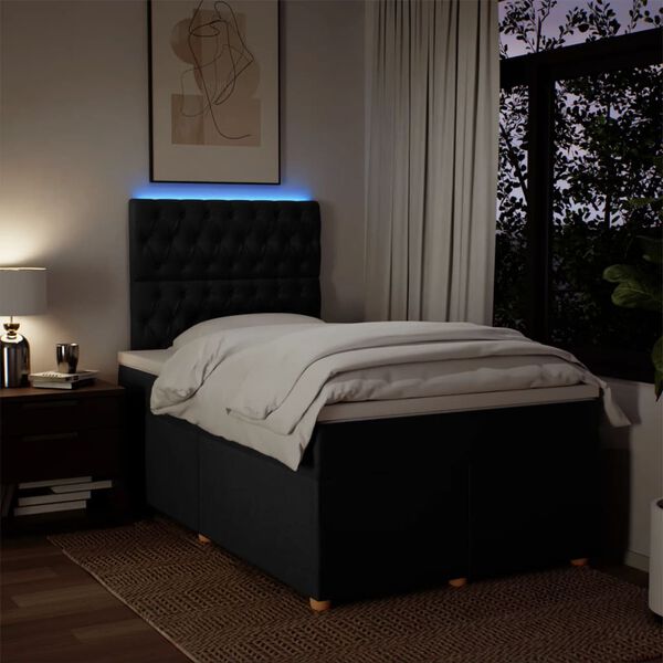 vidaXL Boxspringbett mit Matratze Schwarz 120x200 cm Stoff