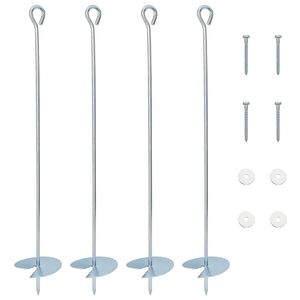 vidaXL Erdanker 4 pcs Silber &Oslash;10 x 60 cm Galvanisiertes Metall