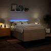 vidaXL Boxspringbett mit Matratze Creme 140x190 cm Stoff