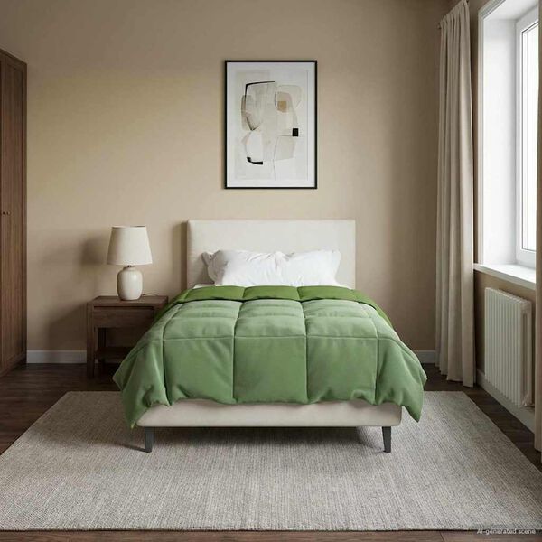 vidaXL Ganzjahresbettdecke Gepolstert Gr&uuml;n 155 x 200 cm Mikrofaser