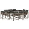 vidaXL 11-tlg. Garten-Essgruppe mit Kissen Grau Poly Rattan