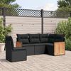 vidaXL 5-tlg. Garten-Sofagarnitur mit Kissen Schwarz Poly Rattan