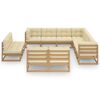 vidaXL 11-tlg. Garten-Lounge-Set mit Kissen Honigbraun Massivholz
