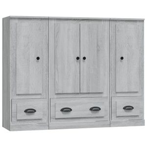 vidaXL Highboards 3 Stk. Grau Sonoma Holzwerkstoff