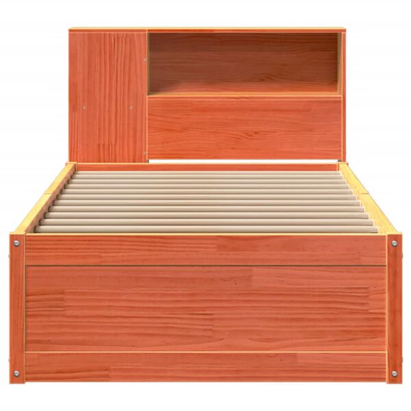 vidaXL Massivholzbett ohne Matratze Wachsbraun 75x190 cm Kiefernholz
