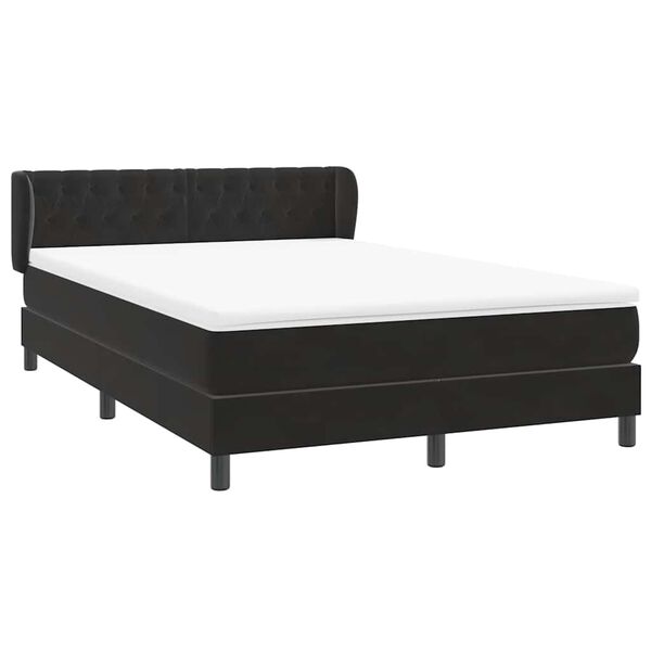 vidaXL Boxspringbett mit Matratze Schwarz 140x210 cm Samt
